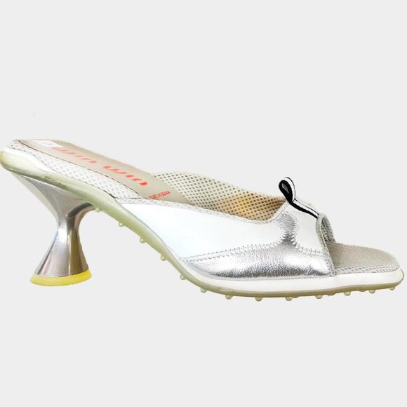 Vintage Miu Miu 1999 Silver Sandals Sz 40 - Picture 1 of 8